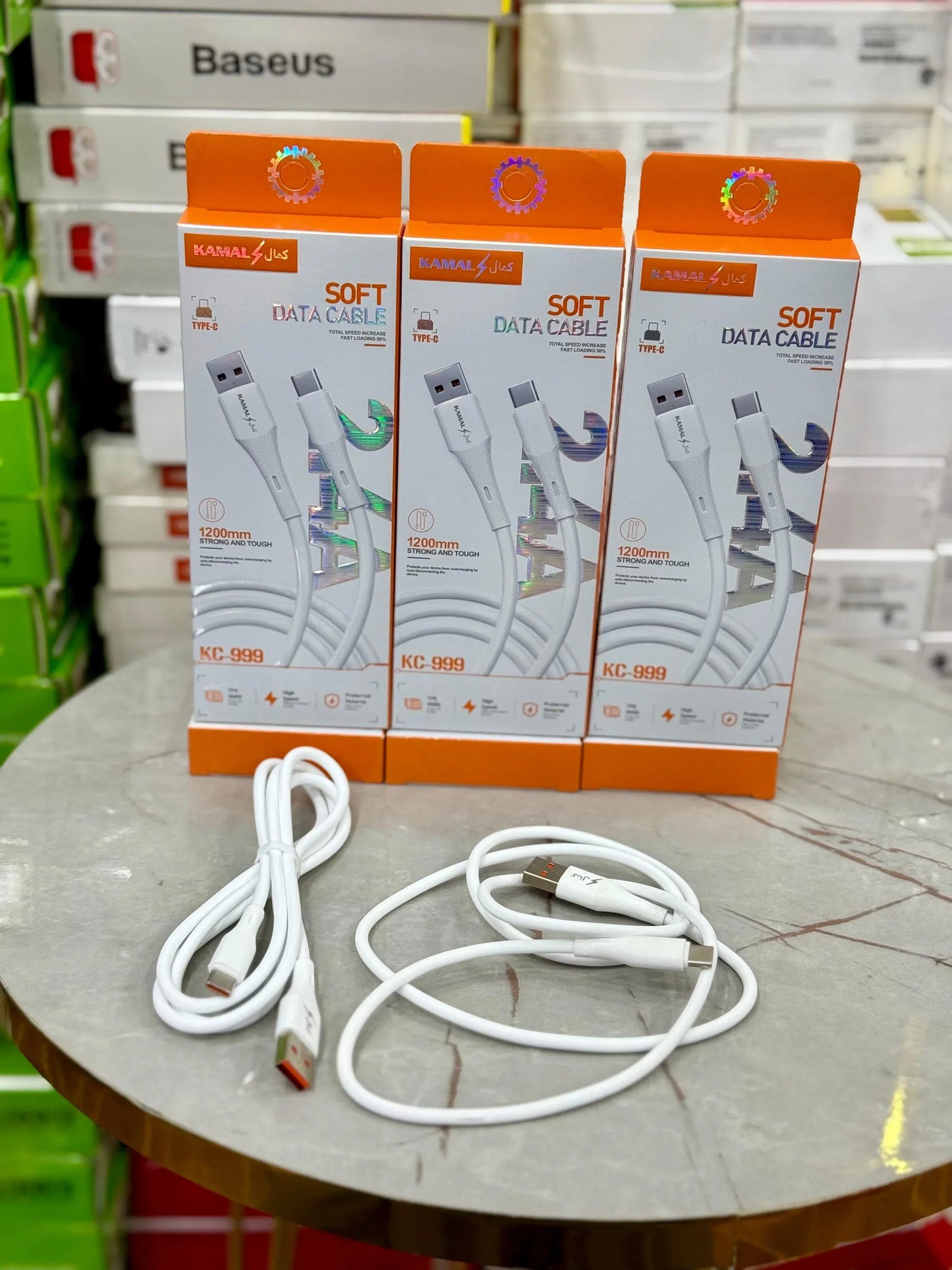 Kamal Plus KC-999 Soft Type-C Data Cable – 1200mm, Fast Charging & Durable Design
