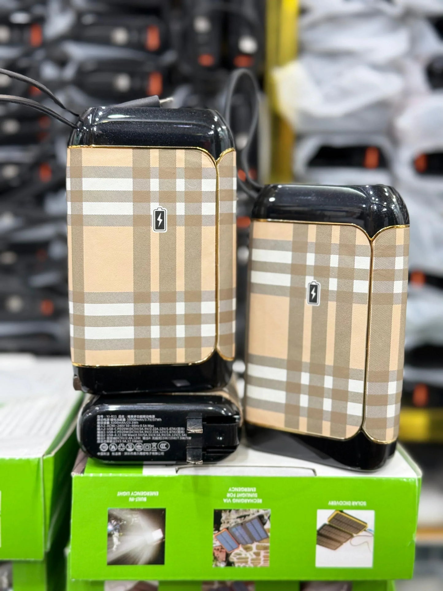 NIKI Luxury 20000mAh Power Bank – Fast Charging, Dual USB, Stylish Plaid Design | SPHARE TECH