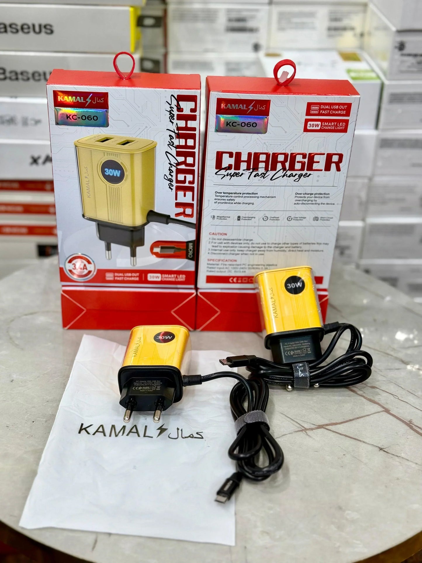 Kamal Plus KC-060 30W Super Fast Charger – Dual USB, Smart LED & Overcharge Protection