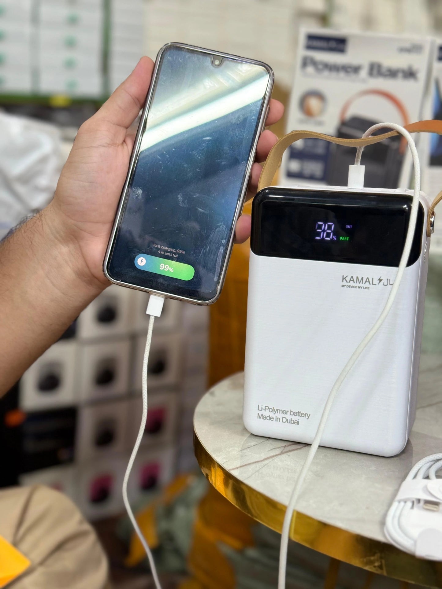 KAMAL KPB0161 160000mAh Power Bank (Made in Dubai) – 88W Fast Charging, LED Display & Lamp, 6 Outputs / 4 Inputs
