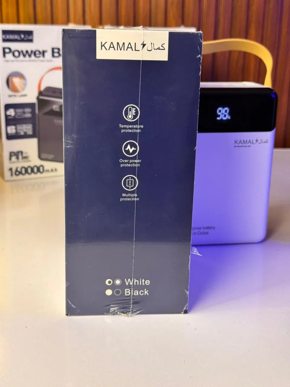 KAMAL KPB0161 160000mAh Power Bank (Made in Dubai) – 88W Fast Charging, LED Display & Lamp, 6 Outputs / 4 Inputs