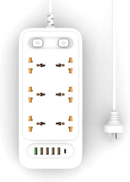 3000W Power Socket with 3 Outlets & 5 USB Ports – Fast Charging & Surge Protection