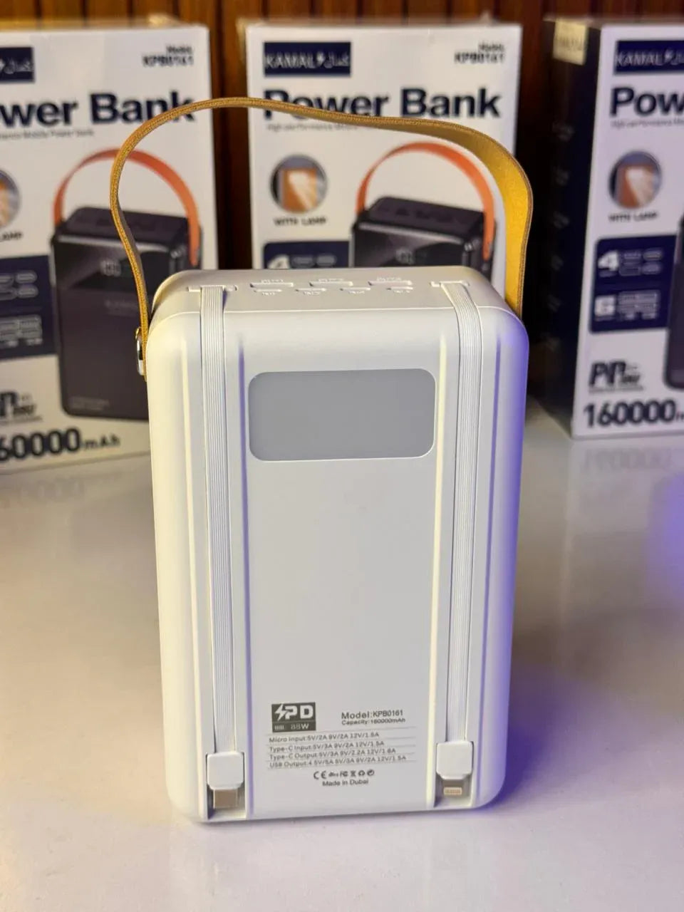 KAMAL KPB0161 160000mAh Power Bank (Made in Dubai) – 88W Fast Charging, LED Display & Lamp, 6 Outputs / 4 Inputs