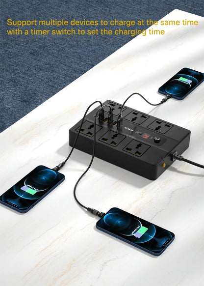 Ultra High-Speed Power Socket with USB Ports & Surge Protection - 3000W