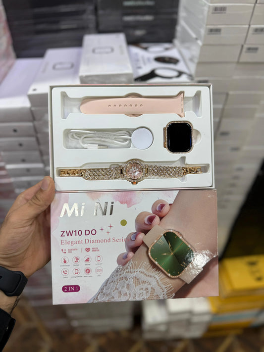 MiNi ZW10 DO – 2-in-1 Diamond Series Smartwatch & Luxury Analog Watch for Women