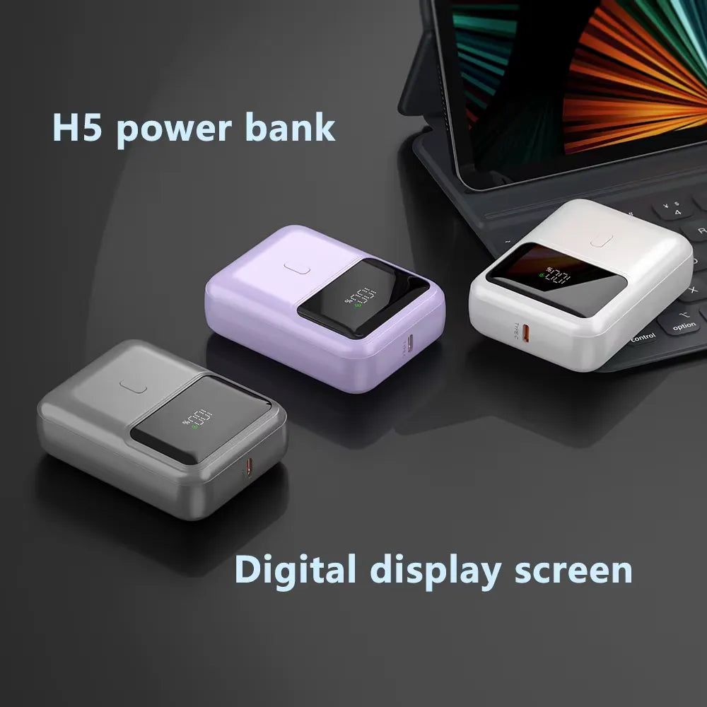 H5 Mini Power Bank 10000mAh | 20W PD Fast Charging Portable Charger with LED Display