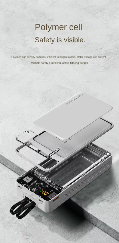 Spharetech 66W-Design Transparent Power Bank (20,000mAh) - True 22.5W Super Fast Charge