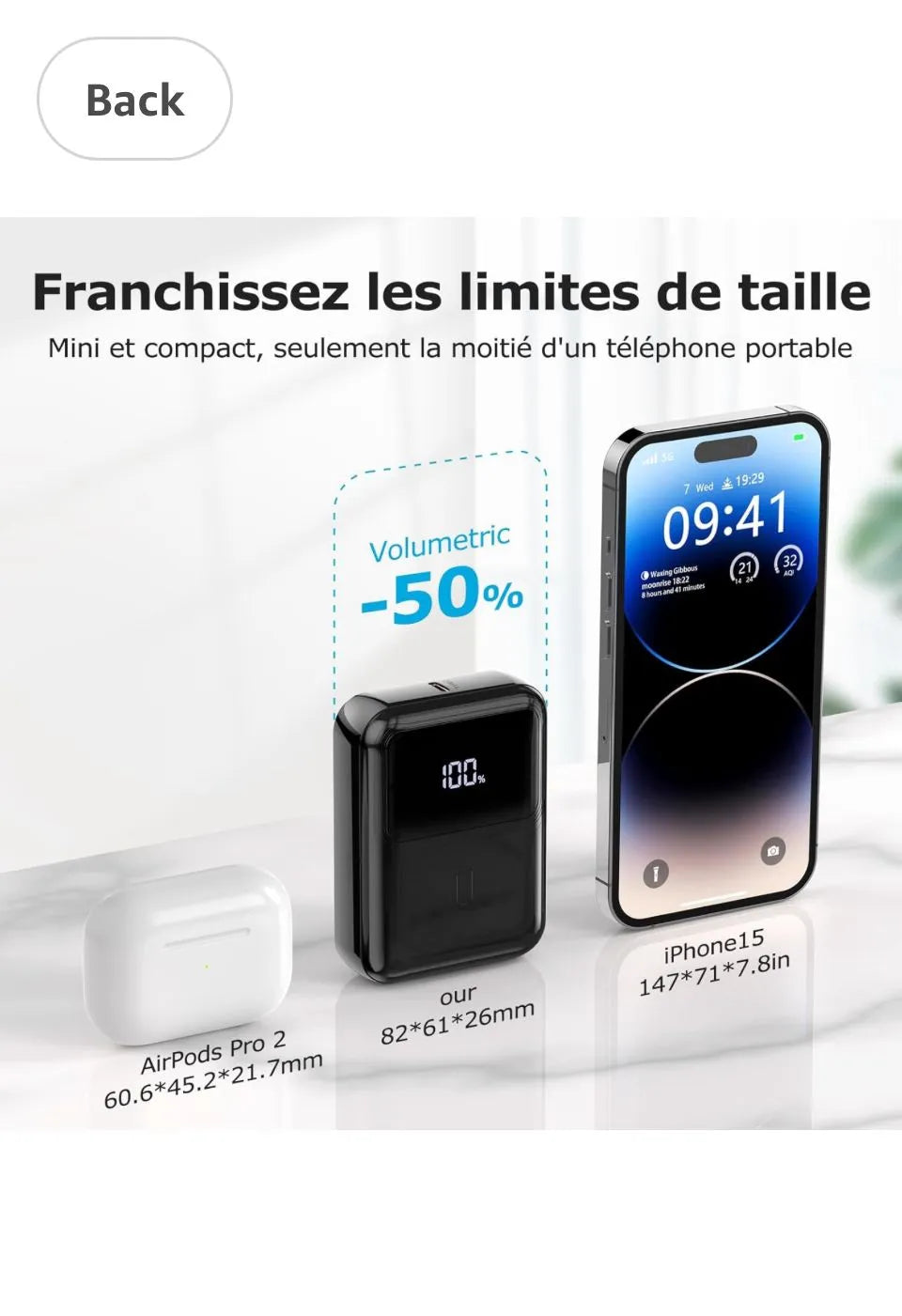 H5 Mini Power Bank 10000mAh | 20W PD Fast Charging Portable Charger with LED Display