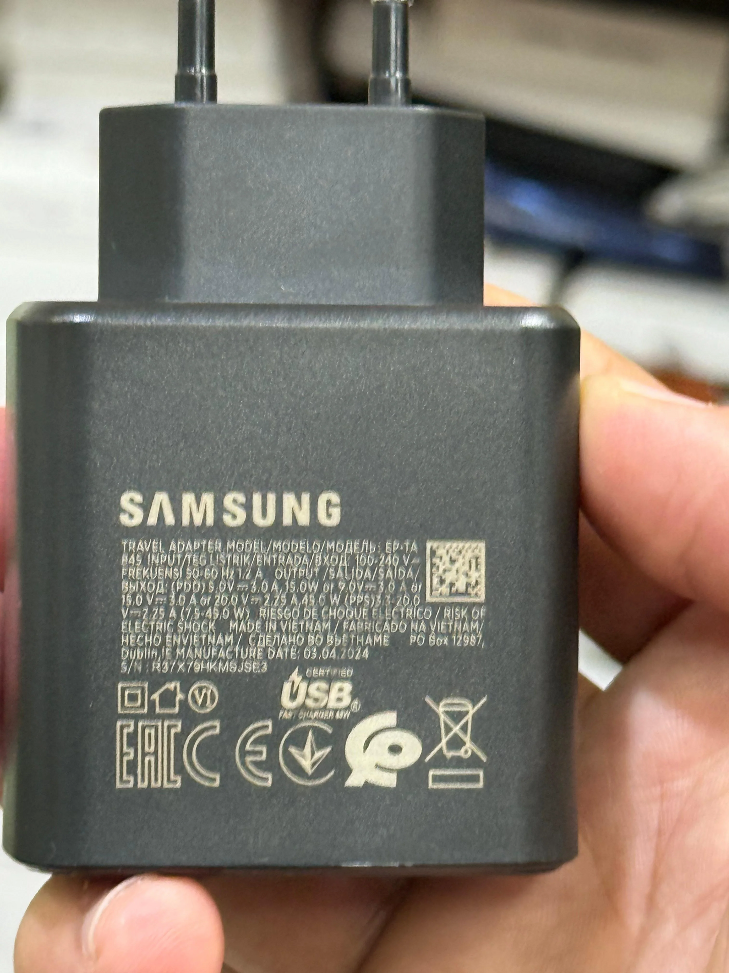 Samsung 45W USB-C PD Fast Charger Travel Adapter (EP-TA845) – Black