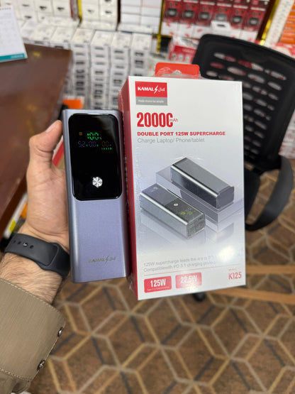 20000 mAh 125 W SuperCharge Portable Power Bank – Dual USB‑C Laptop & Phone Charger with Digital Display